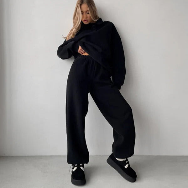 Collared Relaxed Fit Fleece Sweatshirt