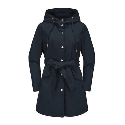 Water-Repellent Hooded Relaxed Midi Trench Coat