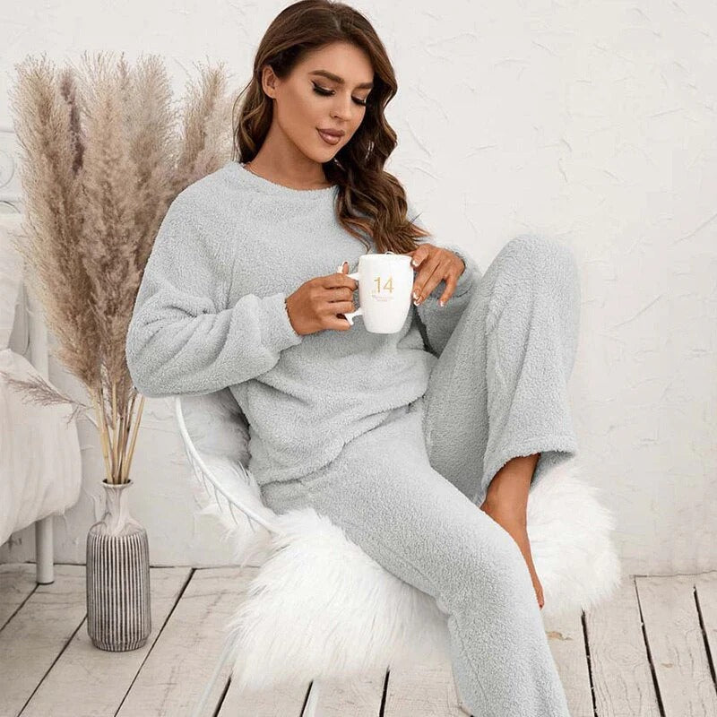 Two-Piece Soft Fleece Relaxed Fit Loungewear Set
