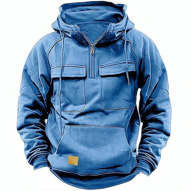 Soft Cotton Fleece Half Zip Hoodie