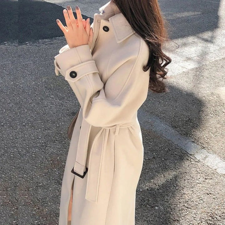 Wool Blend Double-Breasted Relaxed Fit Trench Coat