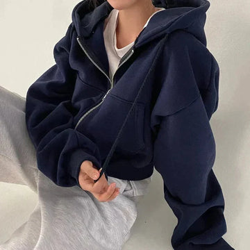 Fleece Lined Oversized Zip-Up Hoodie