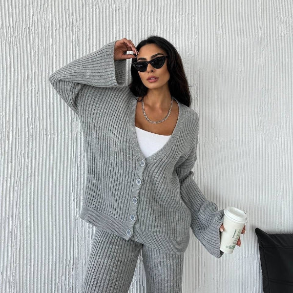 Oversized Knitted Ribbed Lounge Cardigan