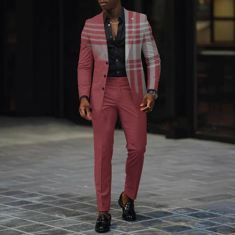 Two-Piece Slim Fit Tapered Wool Blend Suit Set