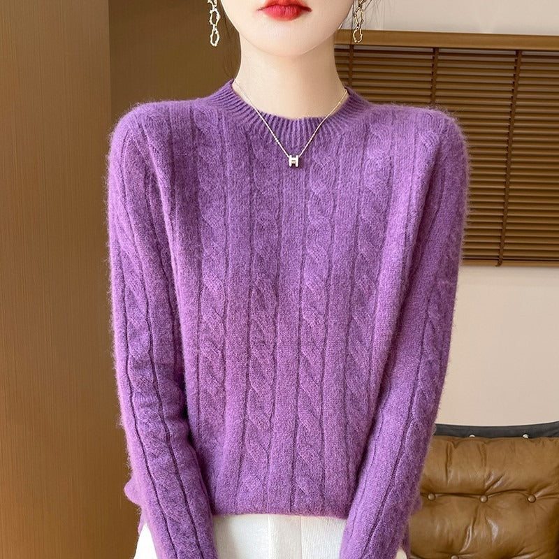 Wool Cable Knit Relaxed Pullover Sweater