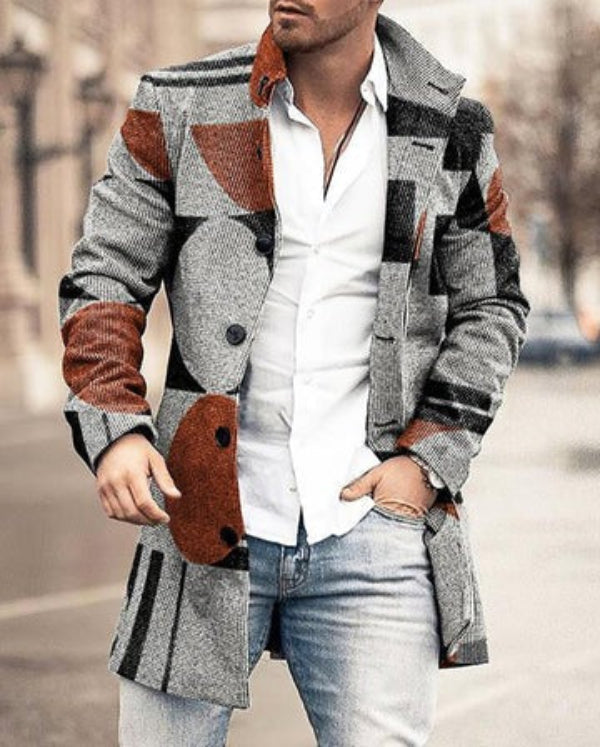 Wool Blend Plaid Tailored Fit Coat