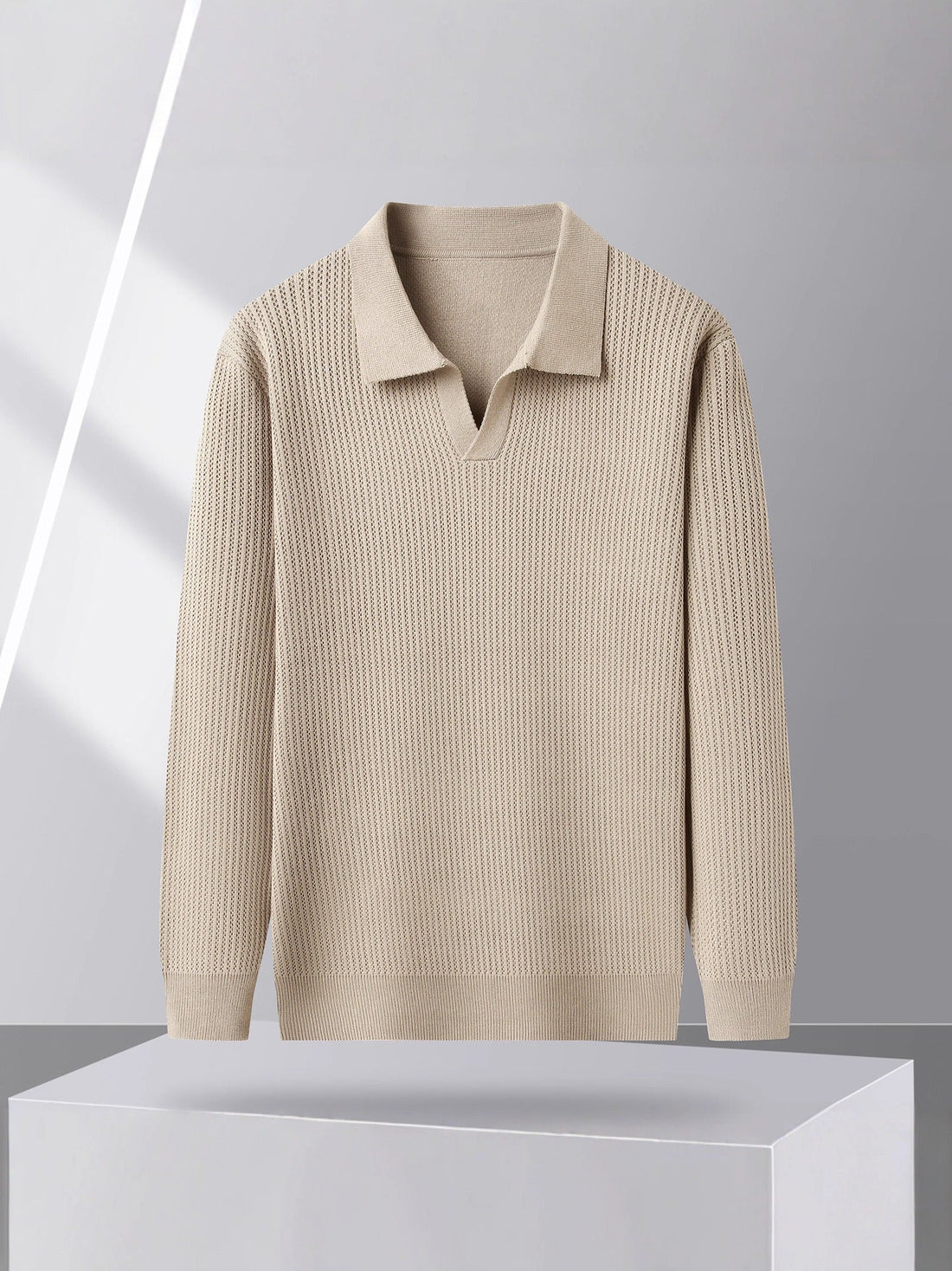 Spread Polo Collar Knit Sweater