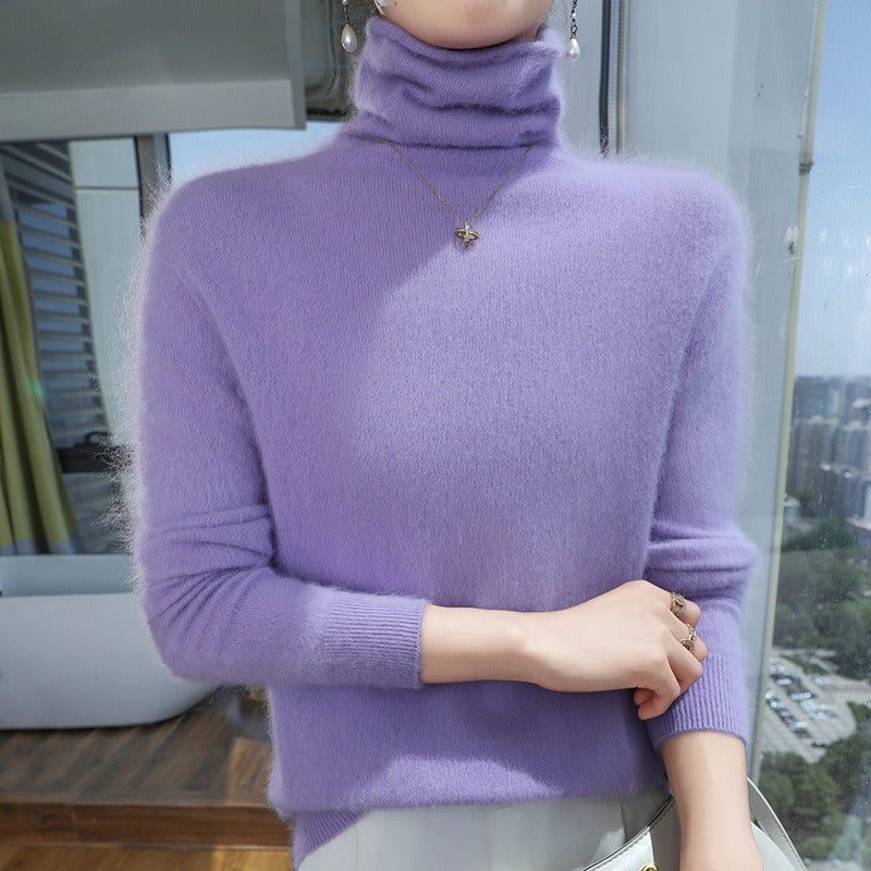 Relaxed Fit Wool Blend Turtleneck Sweater