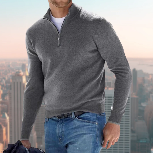 Cotton Blend Regular Fit Quarter Zip Sweatshirt