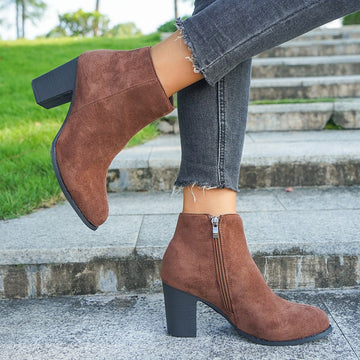 Sleek Contoured Fit Block Heel Ankle Boots