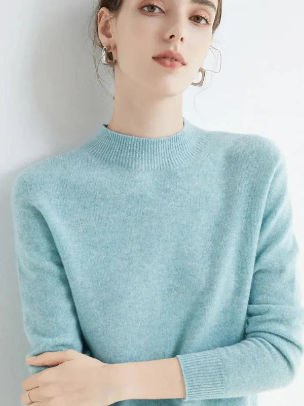 Wool Blend Ribbed Crewneck Pullover Sweater