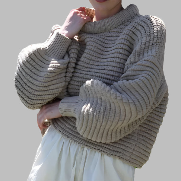 High Collar Wool Blend Oversized Knit Sweater