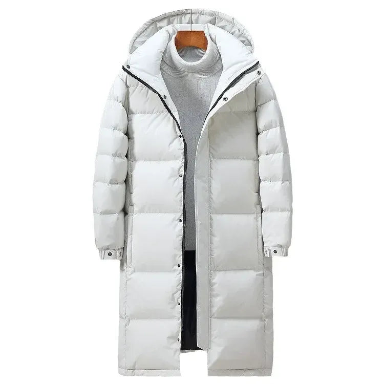 Quilted Hooded Windproof Insulated Long Jacket