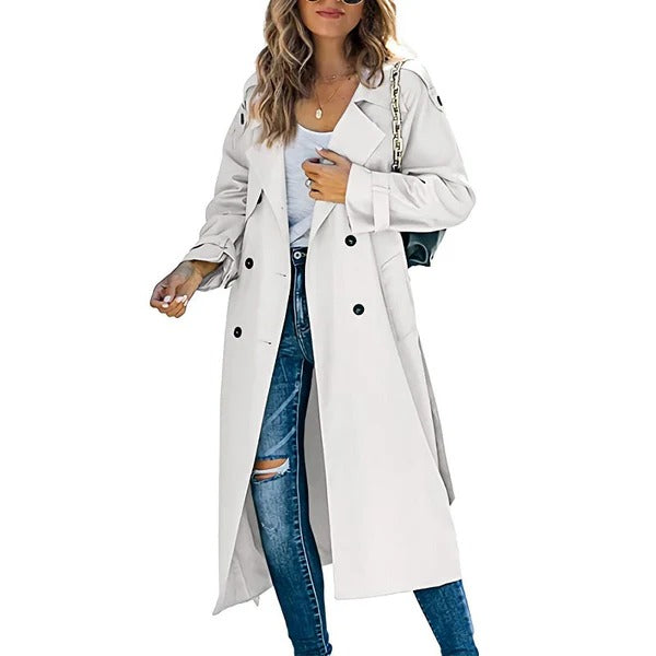 Relaxed Double-Breasted Wide Lapel Trench Coat