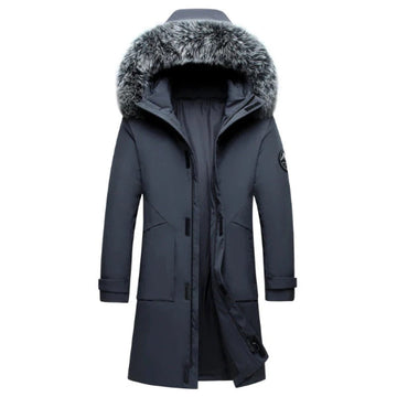 Windproof Faux Fur Hood Down Jacket