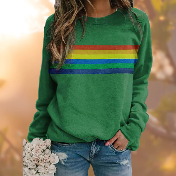 Soft Knit Striped Relaxed Pullover Sweater