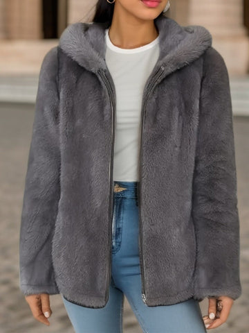 Wool Lined Zip Front Hooded Sweatshirt