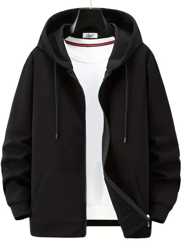 Relaxed Cotton Blend Full Zip Hoodie