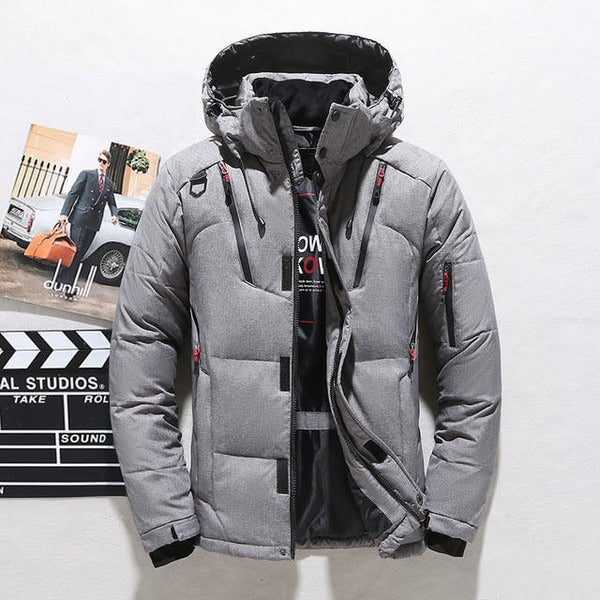 Water-Resistant Hooded Quilted Down Jacket