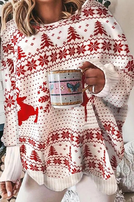 Holiday Print Oversized Knit Sweater