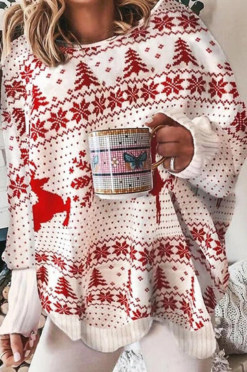 Holiday Print Oversized Knit Sweater