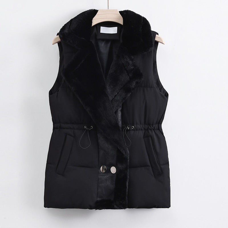 Quilted Faux Fur Adjustable Waist Vest