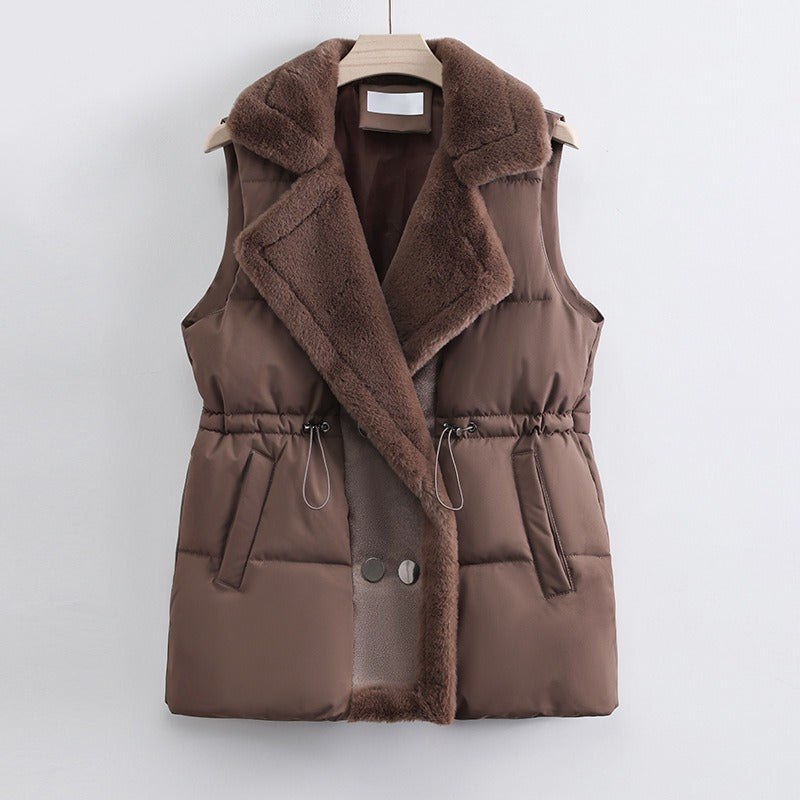 Quilted Faux Fur Adjustable Waist Vest