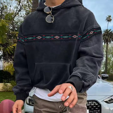 Retro Print Oversized Fit Hoodie