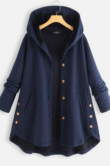 Quilted Wool Hooded A-Line Coat
