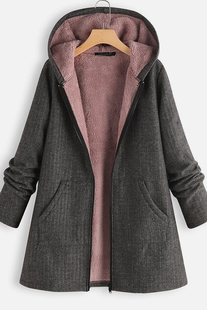 Fleece Lined Oversized Fit Hooded Coat