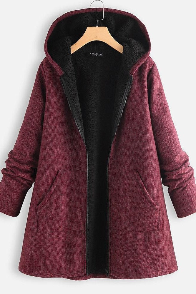 Fleece Lined Oversized Fit Hooded Coat