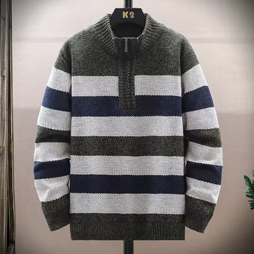 Fleece Lined Wool Knit Pullover Sweater