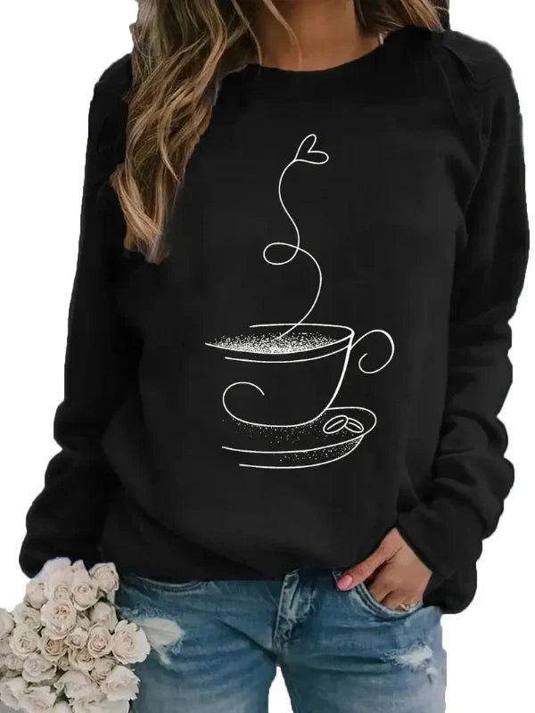 Coffee Cup Graphic Relaxed Fit Sweatshirt