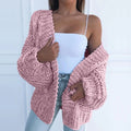 Women's Knit Cardigan - Chunky Knit - Open Front - Relaxed Fit - Long Sleeve