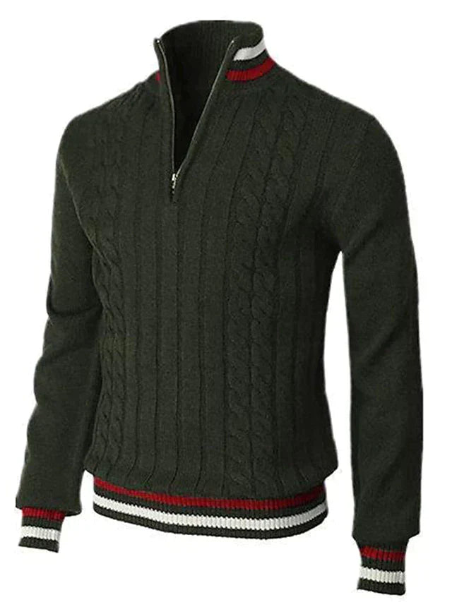 Half-Zip Cable Knit Casual Sweater