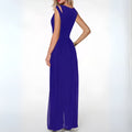 Women's Evening Dress - Sleeveless with Cutout Shoulders - Flowy Maxi - Elegant Party Dress