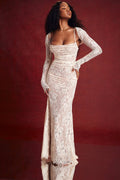 Women's Lace Dress - Elegant Corset-Design - Long-Sleeved - Fitted Evening Dress