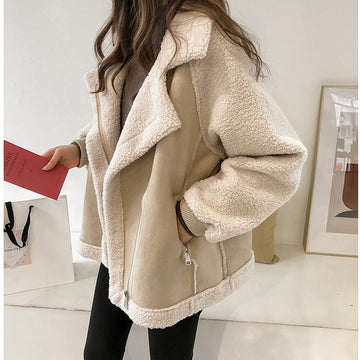 Oversized Shearling Suede Look Jacket