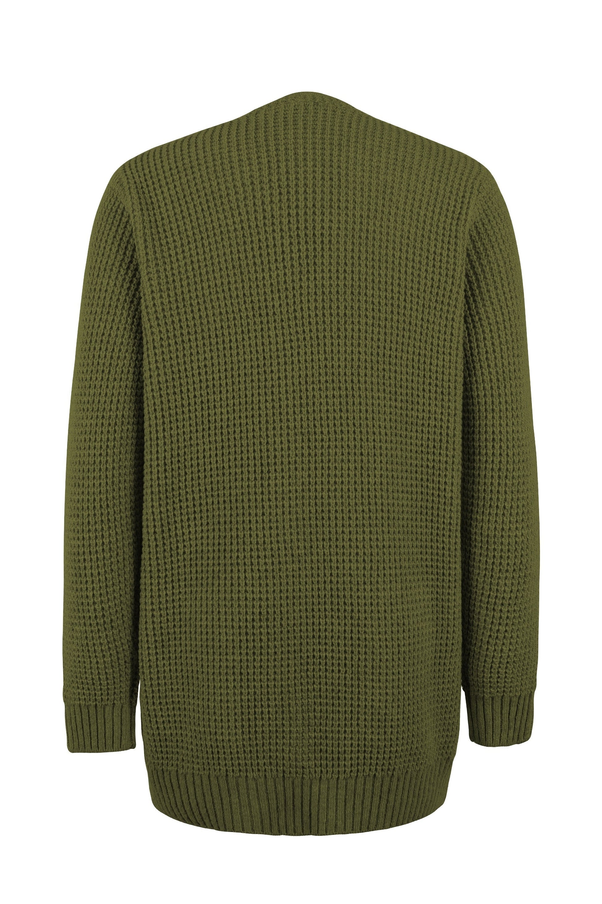 Women's Cardigan – Open Front – Long Style – Knit with Texture – Relaxed Fit