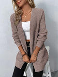 Women's Cardigan – Open Front – Long Style – Knit with Texture – Relaxed Fit