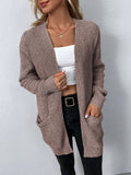 Women's Cardigan – Open Front – Long Style – Knit with Texture – Relaxed Fit