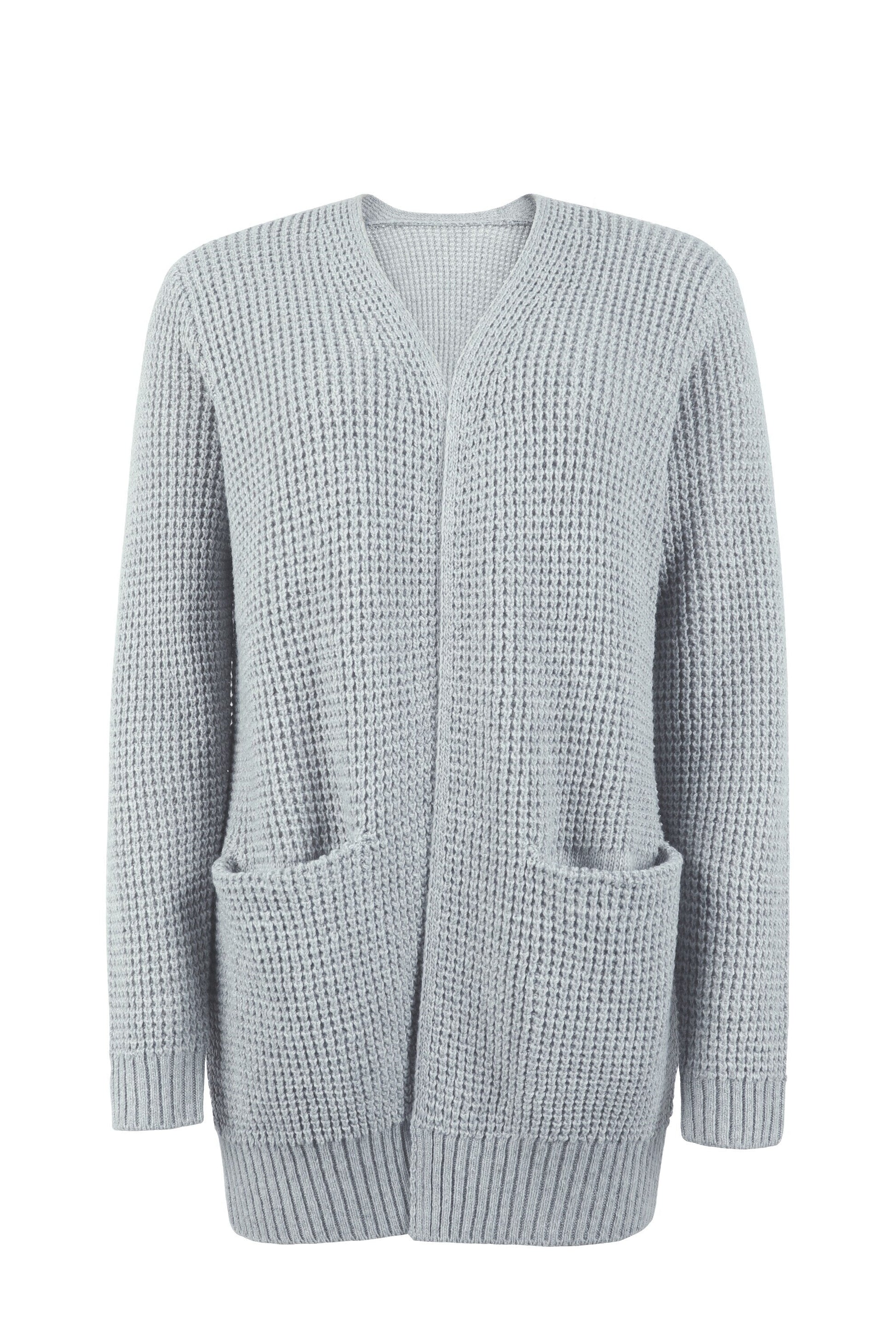 Women's Cardigan – Open Front – Long Style – Knit with Texture – Relaxed Fit