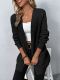 Women's Cardigan – Open Front – Long Style – Knit with Texture – Relaxed Fit