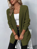 Women's Cardigan – Open Front – Long Style – Knit with Texture – Relaxed Fit