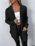 Women's Cardigan – Open Front – Long Style – Knit with Texture – Relaxed Fit