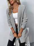 Women's Cardigan – Open Front – Long Style – Knit with Texture – Relaxed Fit