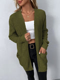 Women's Cardigan – Open Front – Long Style – Knit with Texture – Relaxed Fit