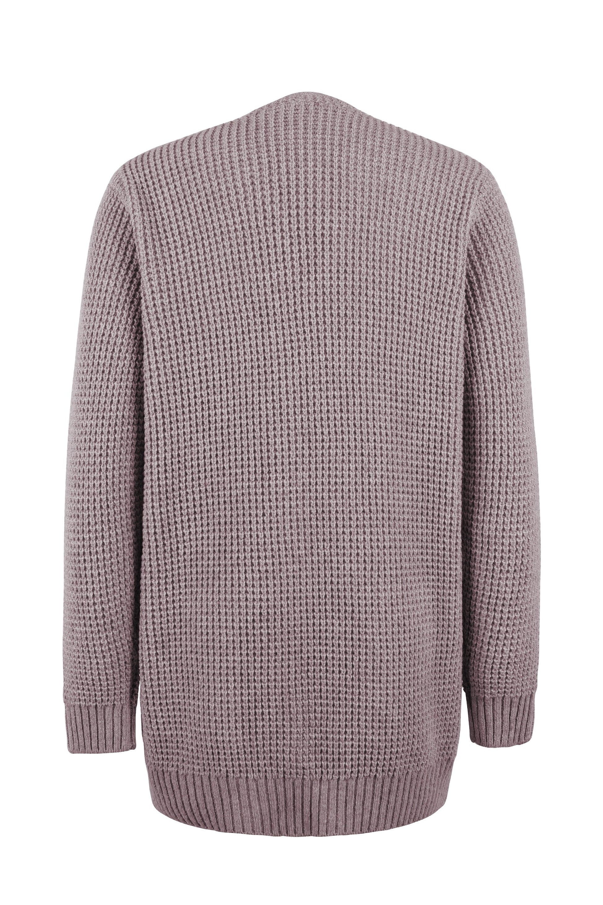 Women's Cardigan – Open Front – Long Style – Knit with Texture – Relaxed Fit