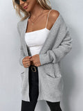 Women's Cardigan – Open Front – Long Style – Knit with Texture – Relaxed Fit