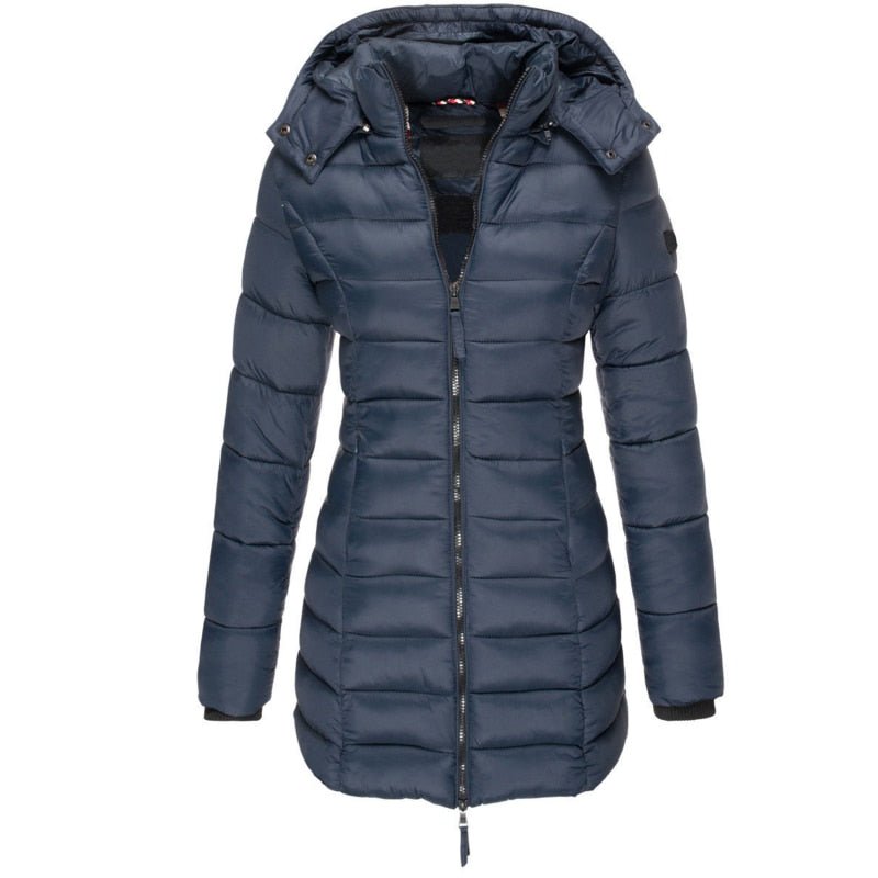 Women's Winter Jacket – Padded – Mid-Length – Detachable Hood – Tailored Fit